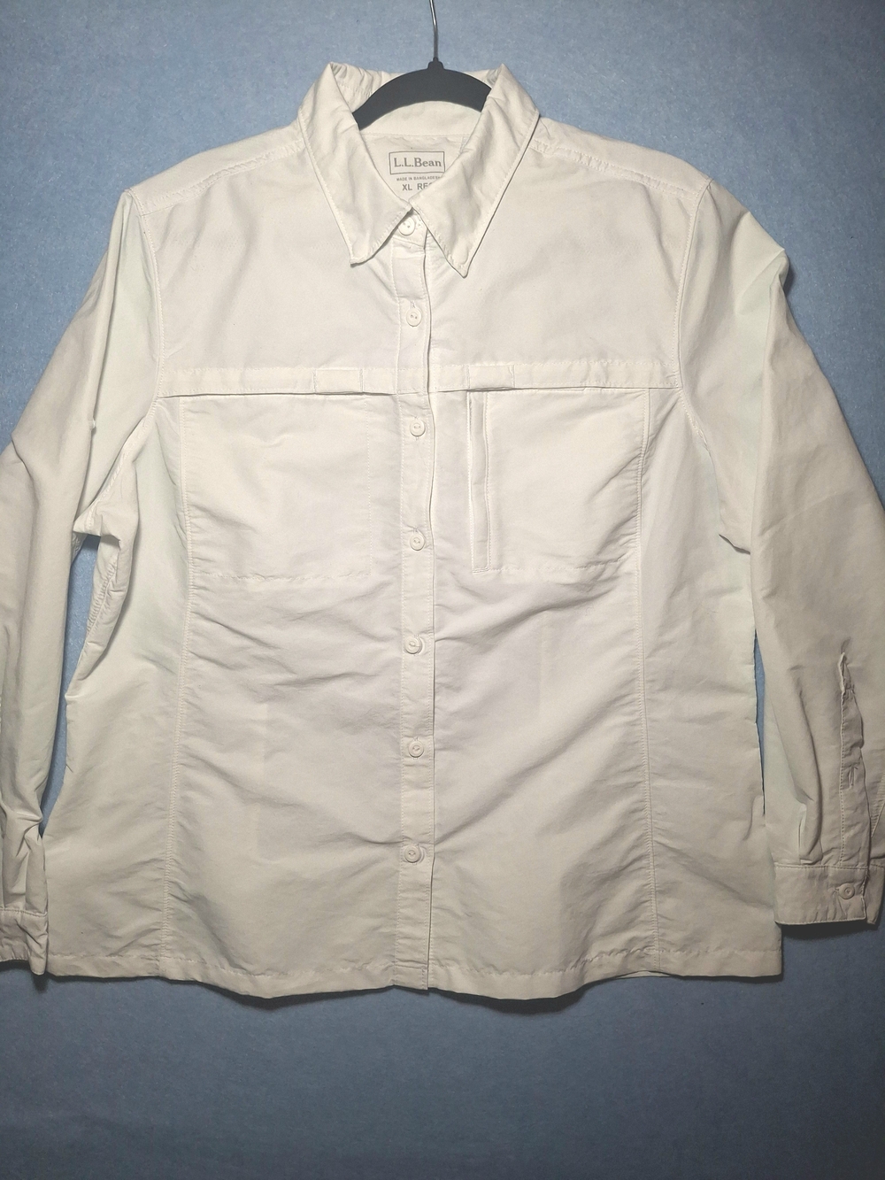 L.L. Bean Women's White Button-Up Vented Shirt